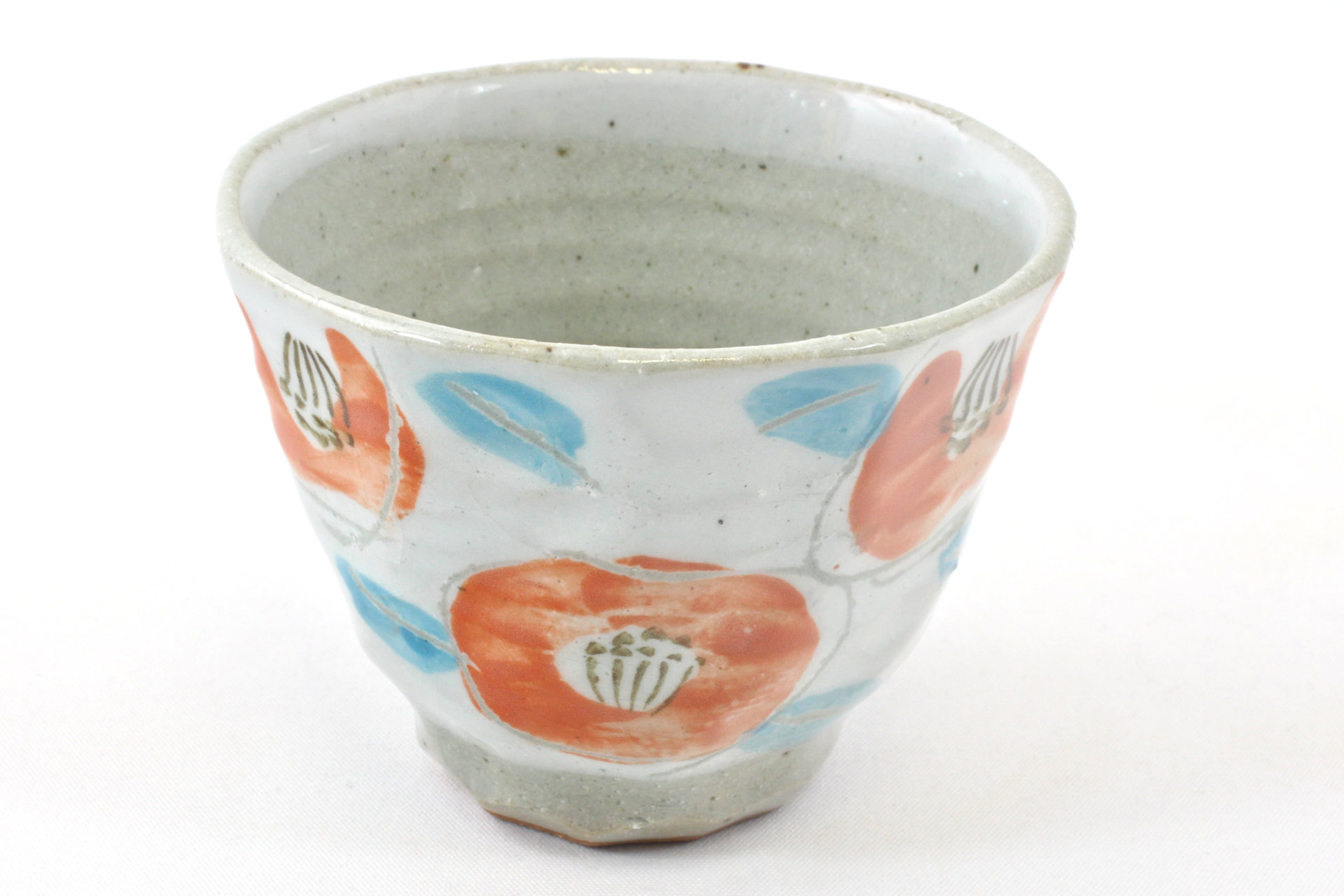 Teeschale mit roten Blüten - 160 ml